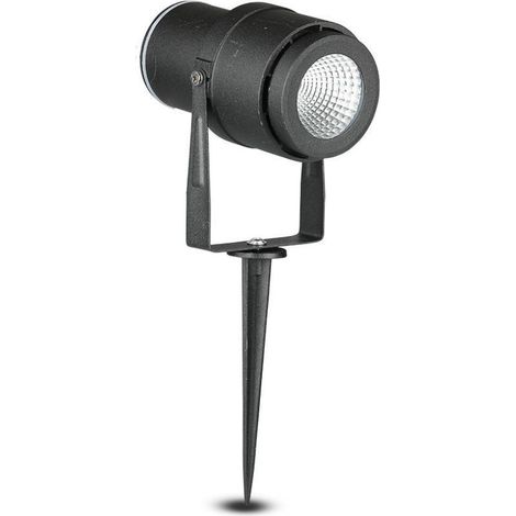 Foco LED de jardín V-TAC de 12 W con estaca, negro, blanco cálido, IP65