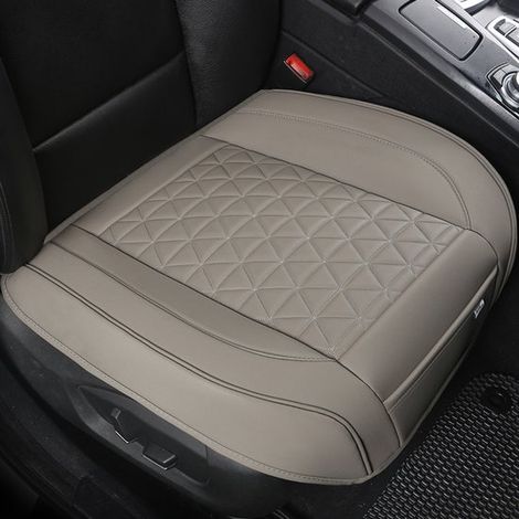 Set di 3 coprisedili per auto - Coprisedili anteriori e posteriori in similpelle PU con fondo antiscivolo e design trapuntato triangolare Compatibilità universale con il 90% dei veicoli, set da tre p (1/5)