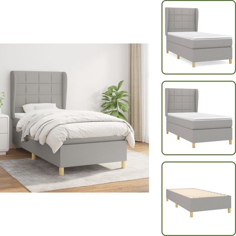 Boxspringbett mit Matratze Hellgrau 90x200 cm Stoff - Boxspringbett - Doppelbett - Schlafraum - Bettenrahmen - Lattenrost (1/5)