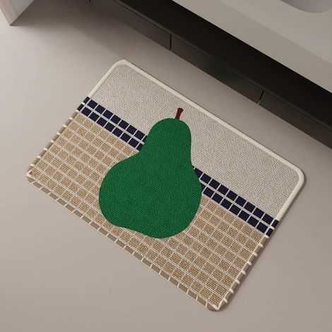 Tapis de porte absorbant, 6090cm, durable et antidérapant, motifs fruits et carreaux, lavable, grande taille. (1/5)