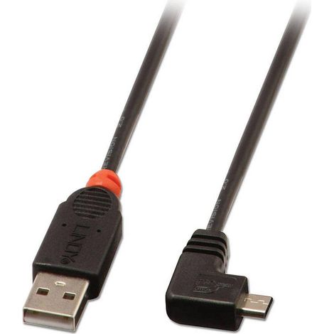Lindy 31976 - Cavo angolare USB 2.0, spina tipo A maschio a tipo B micro, angolo di 90°, 1 m, nero (1/5)