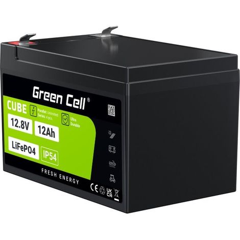Batería cúbica LifePo4 de celda verde 12AH 12V/12.8V (1/4)