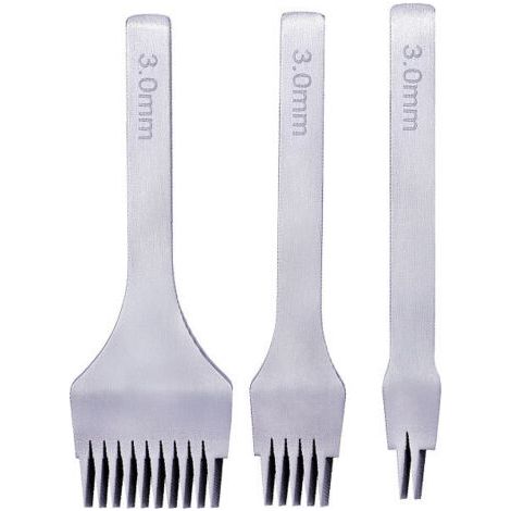 Sollbry 3PCS DIY Cuir Kit Outils Perforatrice Artisanat du Cuir Griffe Poinçon Prong Outil Blanc En Acier 2/5/10 Craft Laçage Coudre Ciseau Set Prong 3.0mm pour Artisanat En Cuir(3.0mm) (1/5)