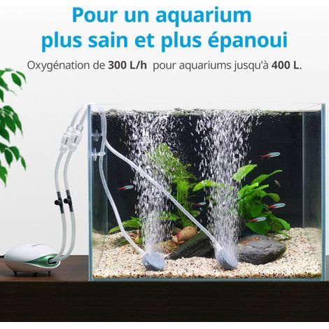 Pompe à Air pour Aquarium Ultra Silencieuse avec Double Sortie Kit Bulleur Complet avec Tuyau Diffuseurs d'Air et Valves Anti-Retour pour Bassin et Aquarium jusqu'à 400 L (1/5)