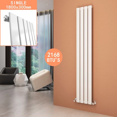 ELEGANT Vertical Column Radiator 1800 x 300 mm White Single Flat Panel Designer Bathroom Radiator (1/5)