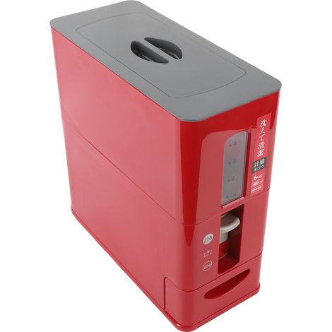 Distributeur de Riz 6kg Automatique Tiroir Boîte de Rangement Intelligente pour Grains et Légumineuses Rouge Usage Domestique (1/5)