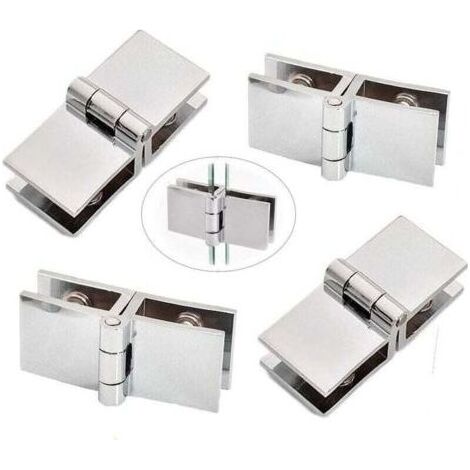 Charnire Verre 180 Degrs, 4 Pices Charnire Porte Verre Alliage Zinc, Charnire Serrage Porte Verre, Charnire Pince pour Porte Verre, pour Vitrine Verre, Armoire Vin, Porte Salle Bain (1/5)