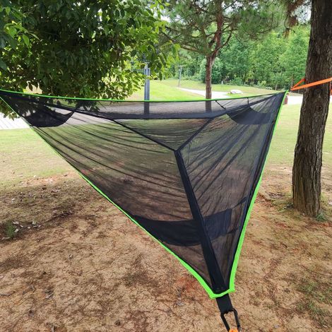 Hamac triangulaire pliable et portable pour plusieurs personnes, hamac en maille pour camping, extérieur, noir, 280 x 280 x 280 cm (1/4)