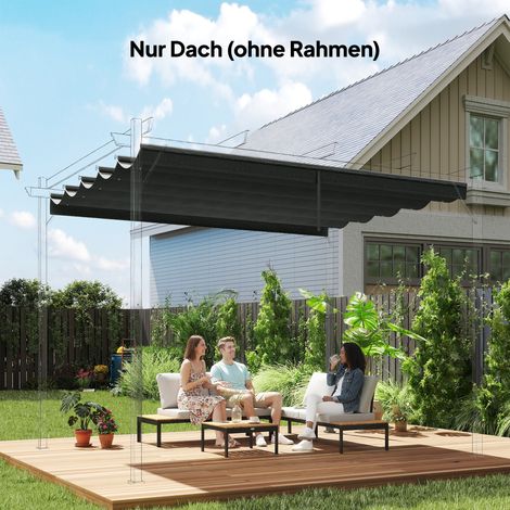 Bâche de rechange pour pavillons de 3 x 3 m, avec trous de drainage, 2,50 x 2,55 m, gris foncé