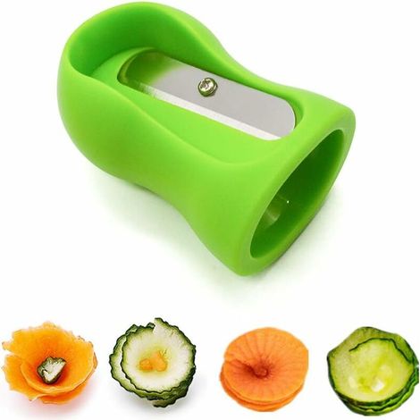 Easy Carotte Concombre Spiral Curler Sharpener Crinkle Cutter Acier Inoxydable Carotte Fleur Salade Décoration Maker Éplucheur pour Fruits et Légumes, Mini Entonnoir Spirale Trancheuse avec Point Sail (1/5)