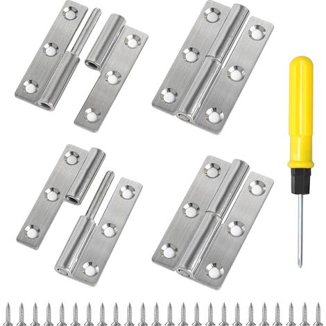DesertBoy 4 pezzi Cerniere per porte rimovibili 64×36×2 mm Cerniere rimovibili in acciaio inox 304 Cerniere per porte rimovibili con viti per porte, finestre, recinzioni (1/5)