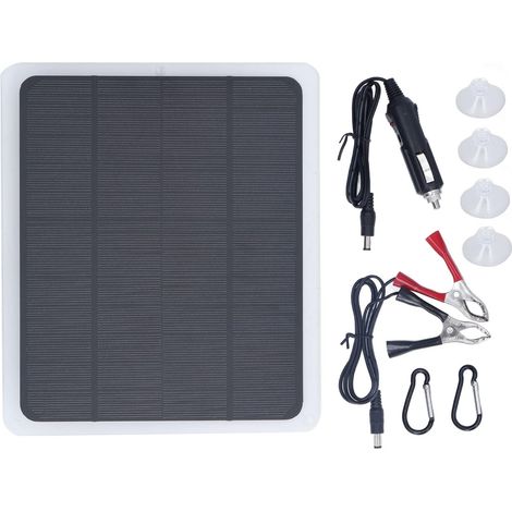 Panneaux solaires Voiture, Chargeur de batterie solaire 12V, 20 W pour chargeur de panneau solaire avec adaptateur à pince crocodile, maintien de charge batterie moto, pour voiture, bateau, auto (1/5)