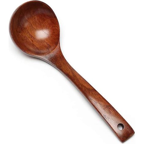 Cuillère japonaise en bois naturel pour soupe, porridge, ramen, riz, cuillère à long manche, cadeau (1/5)
