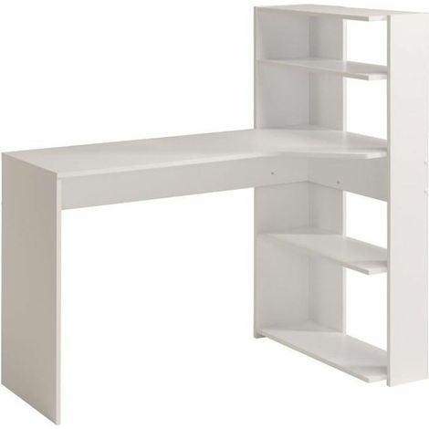 Bureau d'angle contemporain PARISOT JUNE - Blanc - L 122 cm - 1 plateau, 2 tablettes (1/4)