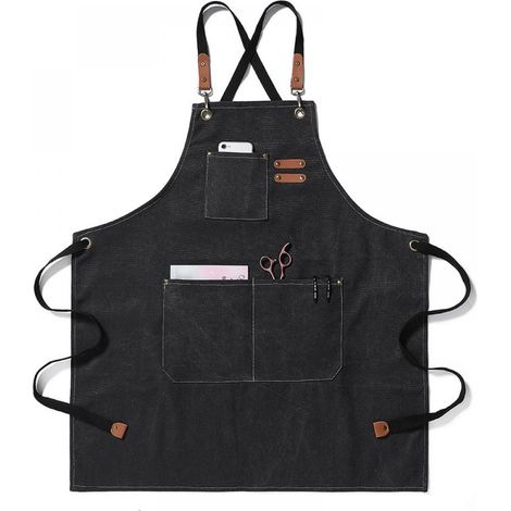 Tablier De Travail - Toile Épaisse Polyester-Coton - 3 Poches Réglables - Cuisine Barbecue Soudure Atelier - 1 Pièce