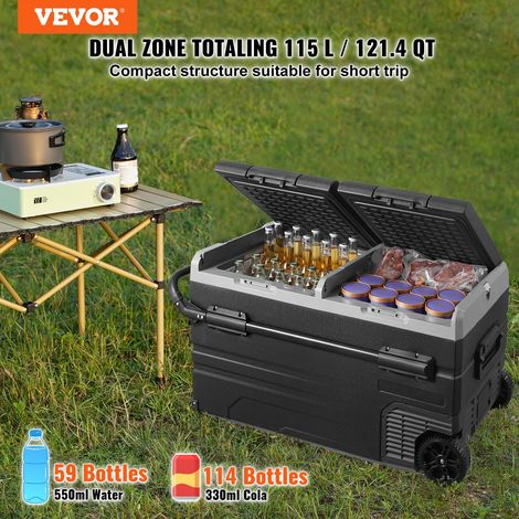Réfrigérateur Portable à Compression 115 L, Mini Frigo de Voiture 12 V, Glacière à Double Zone -20 °C à 20 °C, avec Roues et Poigné… (1/5)