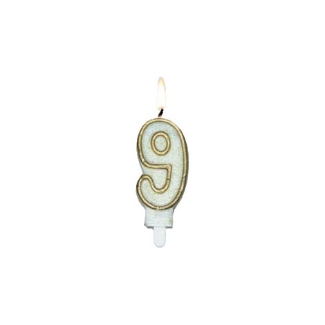 Vela número "9" Borde dorado
