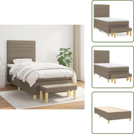 Boxspringbett mit Matratze Taupe 100x200 cm Stoff - Boxspringbett - Doppelbett - Bettenrahmen - Lattenrost - Matratze (1/5)