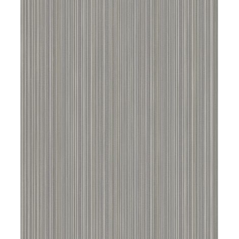 Papier peint rayures fines tissées gris argenté