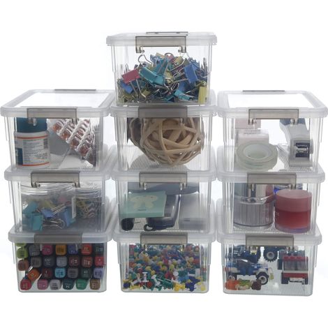 Boite De Rangement - Transparente - Empilable - Avec Couvercle A Clip - 17 7 X 13 X 8 2 Cm - 1 25 L - Polypropylène - Lot De 10 (1/5)