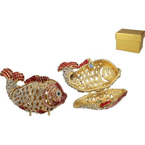 Scatola di metallo, pesce, portagioie, scatola decorativa, statuetta di pesce (1/5)