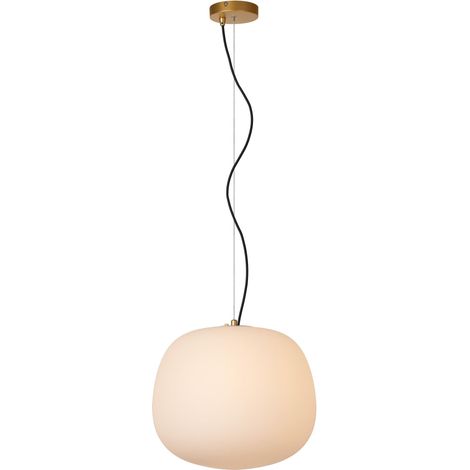 Suspension verre laiton blanc Ø38 ELYSEE E27 40W Lucide (1/2)