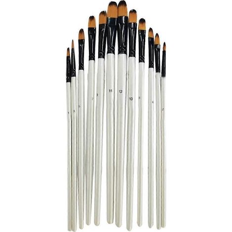 Künstler-Aquarellpinsel, 12-teiliges perlweißes Pinselset mit gebogenem Kopf, professionelles Malpinselset (1/5)