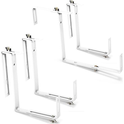 com-four® 4X Support de bac à Fleurs pour parapets et Garde-Corps de Balcon - Fixation Flexible en métal pour bacs à Plantes - réglable dans Les 2 Sens - Aucun perçage nécessaire (1/5)