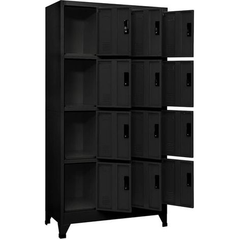 Armoire de Rangement en Acier, 90x45x180 cm, Noir, Casiers de Stockage avec Compartiments, Meuble de Bureau et Garage Robuste (1/5)