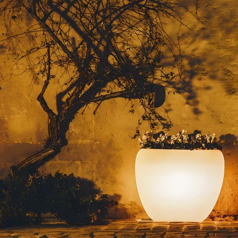 Vaso luminoso Heart Bright con led decorazione "Made in Italy" per esterno -Blu / Con cavo / Vano Piccolo (1/4)