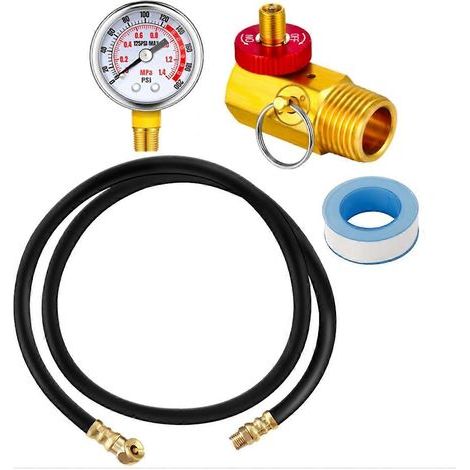 Kit de réparation de réservoir d'air avec soupape de sécurité. manomètre et tuyau d'air de 1.2 m pour réservoir portable (1/5)