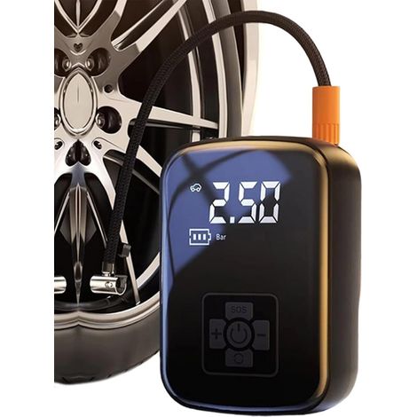Compresseur d'air portable pour pneus, gonfleur de voiture à recharge rapide, manomètre numérique LED 12 V, bloc moteur/pompe en acier inoxydable, écran tactile intelligent, kit d'accessoires de voyag (1/5)