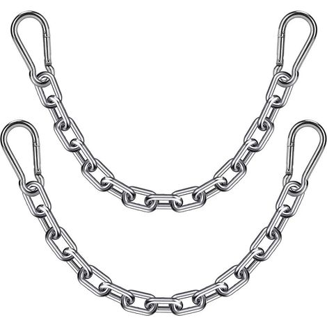 2 Sac de Boxe Chaînes et 4 Mousquetons, 304 Acier Inoxydable Chaise Suspendue Chaîne pour Hamac, Quincaillerie pour Balançoire Intérieure et Extérieure, Sac Lourd Suspendu, Max 453kg