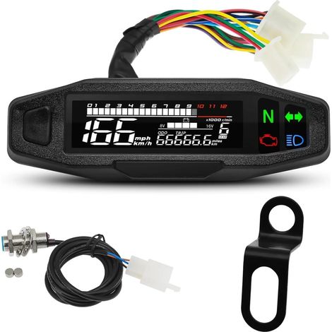 Moto Compteur Kilométrique Compteur de Vitesse Universel pour Moto pour KR200, tachymètre, odomètre numérique, Ensemble de capteurs