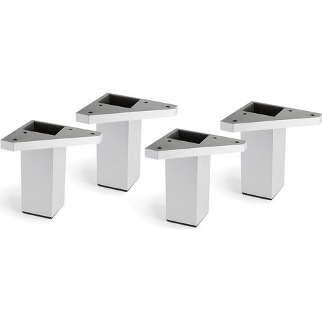 Juego de 4 patas de plástico cuadradas con una altura de 100 mm y acabadas en aluminio. Dimensiones: 42x42x100 mm -