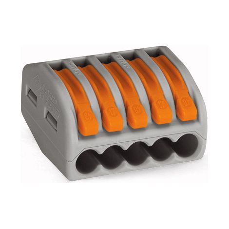 40 Bornes WAGO 222 5 Entrées 0,08-4mm² - 222-415 (1/2)