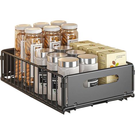 1pcs Organisateurs Rangements sous évier, avec Tiroir Coulissant, pour Calle de Bain et Cuisine (Noir) (1/4)