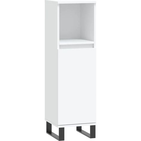 Mobiletto da bagno moderno con vani contenitori flessibili 30 x 30 x 100 cm legno composito bianco 020049009