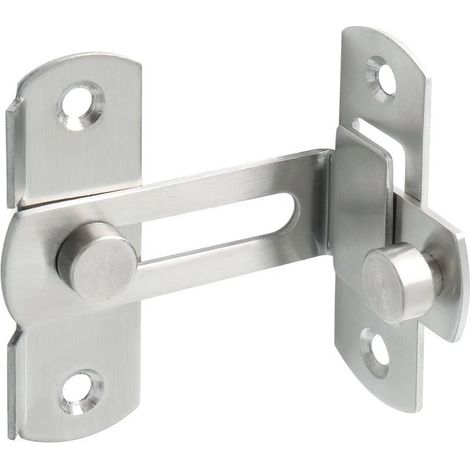 Serrure de porte à angle droit à 90 degrés, verrou de porte coulissant, petit verrou de porte, finition brossée en acier inoxydable (1/5)
