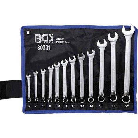 Jeu de Clés Mixtes Coudées 6-22 mm - 12 pcs - Acier Résistant et Précision Professionnelle, Zones Difficiles - D-Work