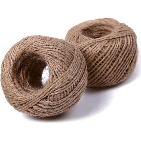 Rouleau de Ficelle de Jute 3 Plis 1,8mm 120 Mètres pour Fleuristerie et Jardinage, Corde Naturelle Résistante pour Emballage et Décoration (1/4)