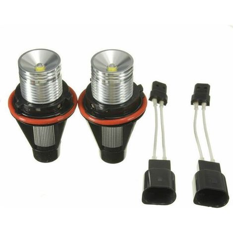 2pcs LED Angel Eyes Halo Bague 10W Ampoule Blanc pour BMW E39 E53 E60 E63 E64 E65 (1/5)