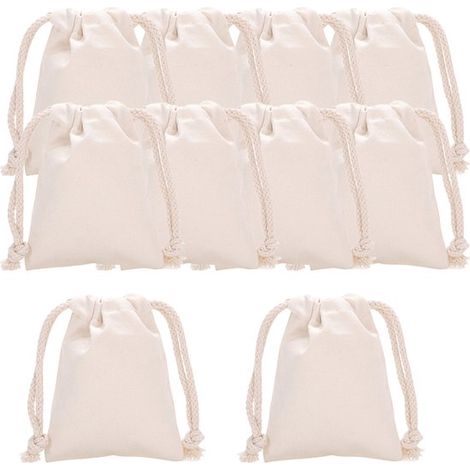 10 sacchettini in cotone con coulisse, 10 x 14 cm, adatti come sacchetti regalo, sacchetti per caramelle, set artistici, mini portafogli o sacchetti per bomboniere di feste di compleanno per bambini. (1/5)