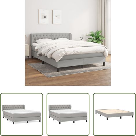 Matratze - Boxspringbett mit Matratze Hellgrau 140x200 cm Stoff (1/5)