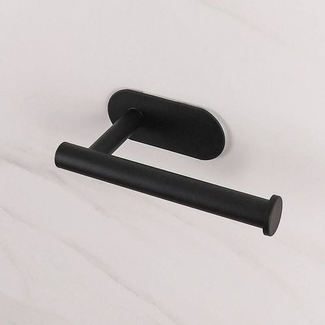 Porte Papier Toilette, Support de Papier Toilette Adhesif, Porte Papier Toilette Noir, Porte Rouleau Papier Mural sans Percage, Derouleur Papier WC en Acier Inoxydable