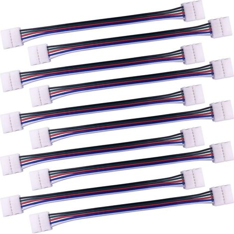 10 cables conectores de tiras de luz LED RGBW de 5 pines, adaptador convertidor de tira de luz LED sin soldadura de 10 mm para conectar 2 tiras de LED SMD 5050 RGBW - 17 cm de largo (1/5)