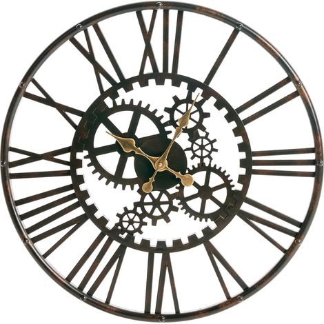 Orologio da parete rotondo in materiale sintetico per soggiorno arredamento per la casa numeri romani nero Petrer