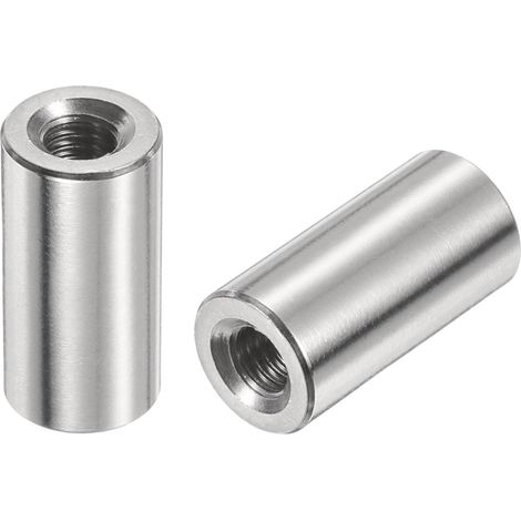 12pcs Manchon Fileté Rond M5 en Acier Inoxydable 304, Écrous Ronds d'Accouplement Connecteurs et Mécaniques Longueur 20mm, Manchon Tige Barre Écrou à Tige pour Support, M5x20x10mm (1/5)