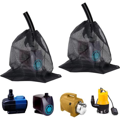 2pcs Sac-Filtre Couverture Pompe d'Étang, 49x47cm Sacs de Protection Pompe en Média Noir avec Maille Anti-Engorgement pour Extérieur Étangs Piscines Jardin (1/5)