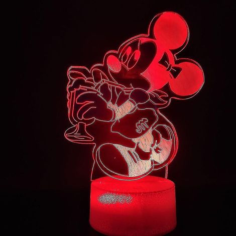 Lampe de nuit 3D Mickey, petite lampe de table décorative LED colorée, Mickey Mouse avec ballon